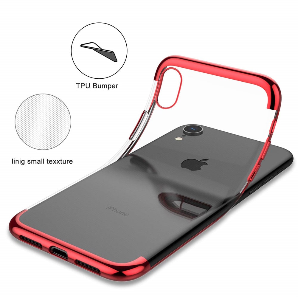 Slim Shock Clear TPU Plating Case Cover for iPhone XR- Red Slim Shock Clear TPU Plating Case Cover for iPhone XR- Red