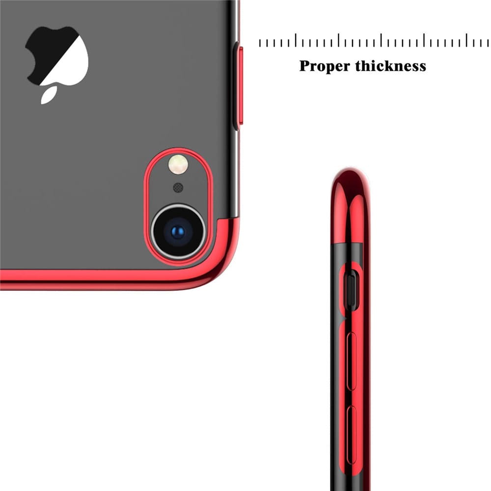 Slim Shock Clear TPU Plating Case Cover for iPhone XR- Red Slim Shock Clear TPU Plating Case Cover for iPhone XR- Red