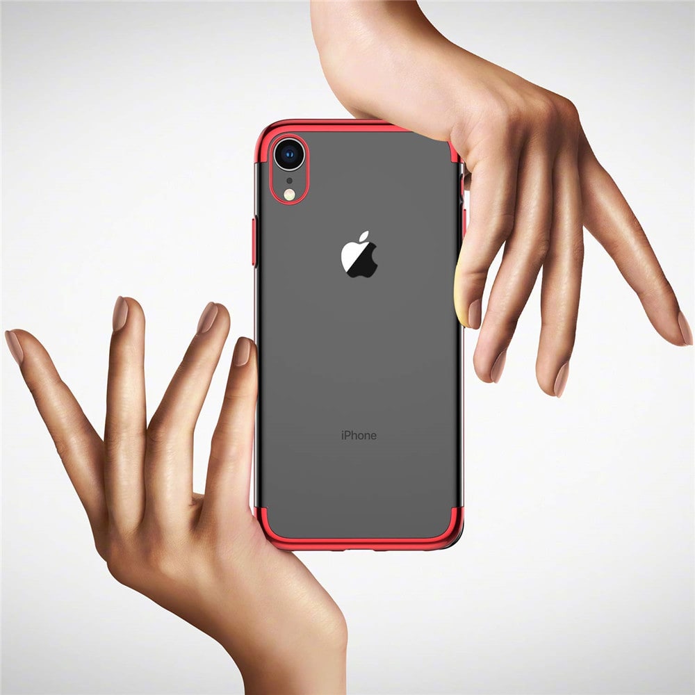 Slim Shock Clear TPU Plating Case Cover for iPhone XR- Red Slim Shock Clear TPU Plating Case Cover for iPhone XR- Red