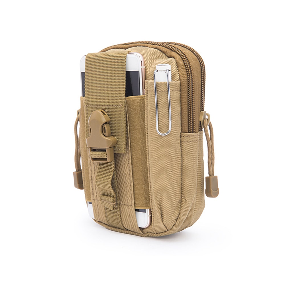 Waist Bag Molle Tactical Pack Bag Waterproof Travel Belt Clip Phone Pouch Case- Dark Khaki Waist Bag Molle Tactical Pack Bag Waterproof Travel Belt Clip Phone Pouch Case- Dark Khaki