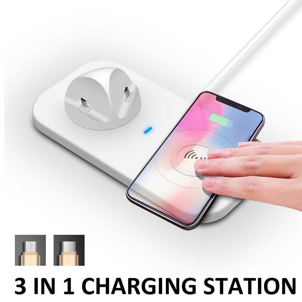 Wireless Charger Station Phone Charging Dock Pad Holder USB Type-C- White Wireless Charger Station Phone Charging Dock Pad Holder USB Type-C- White