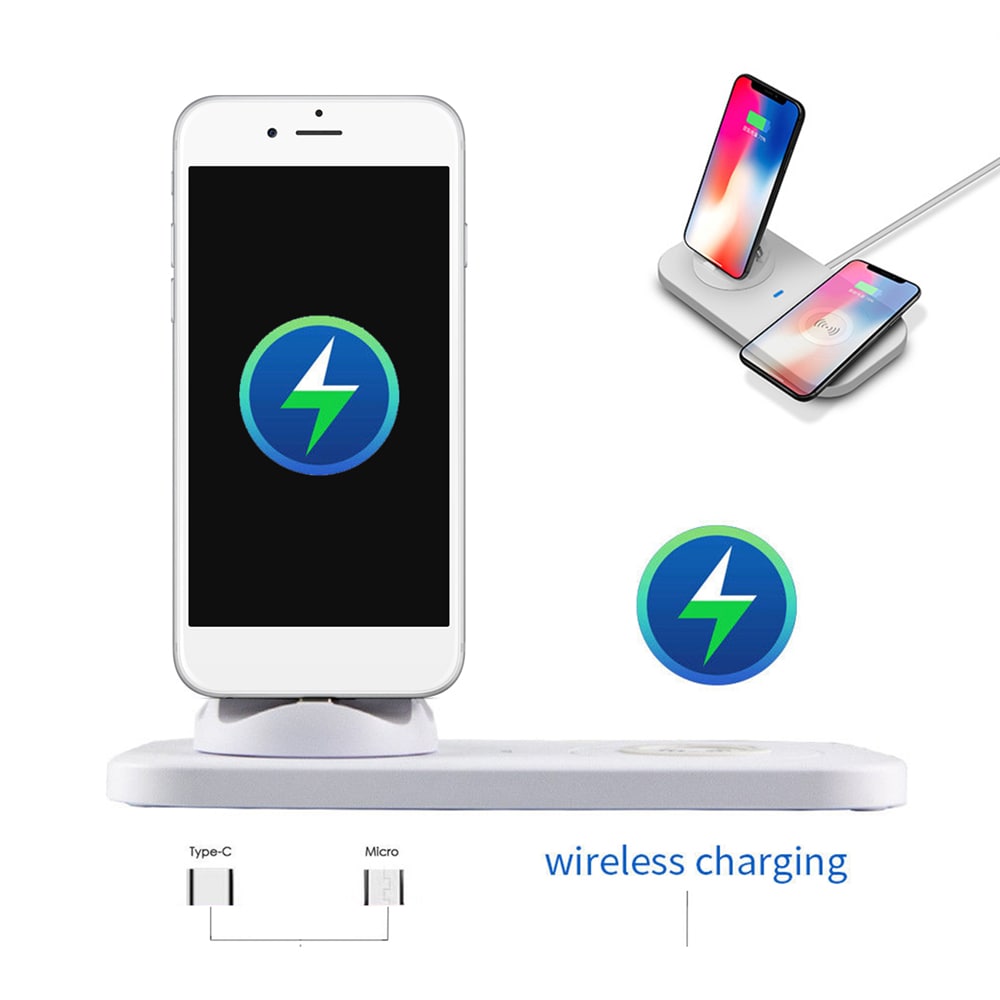 Wireless Charger Station Phone Charging Dock Pad Holder USB Type-C- White Wireless Charger Station Phone Charging Dock Pad Holder USB Type-C- White