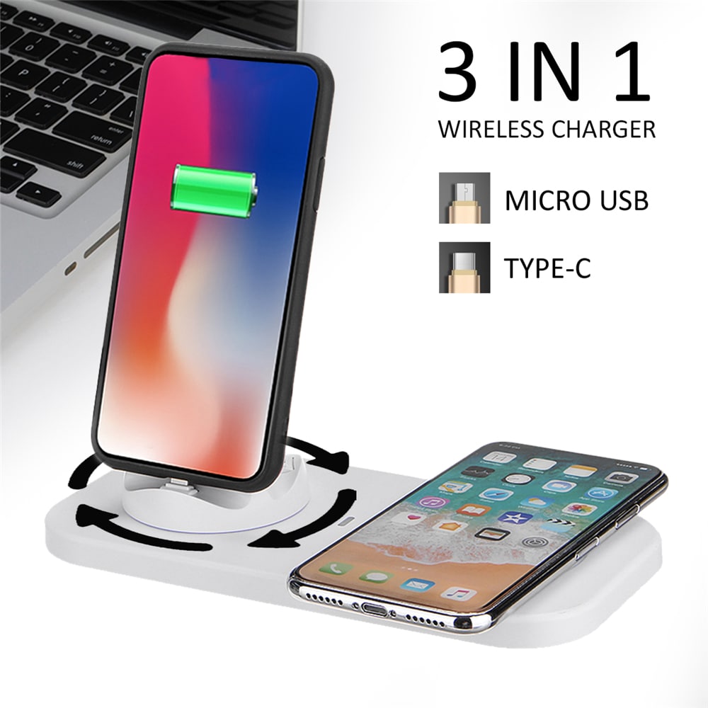 Wireless Charger Station Phone Charging Dock Pad Holder USB Type-C- White Wireless Charger Station Phone Charging Dock Pad Holder USB Type-C- White