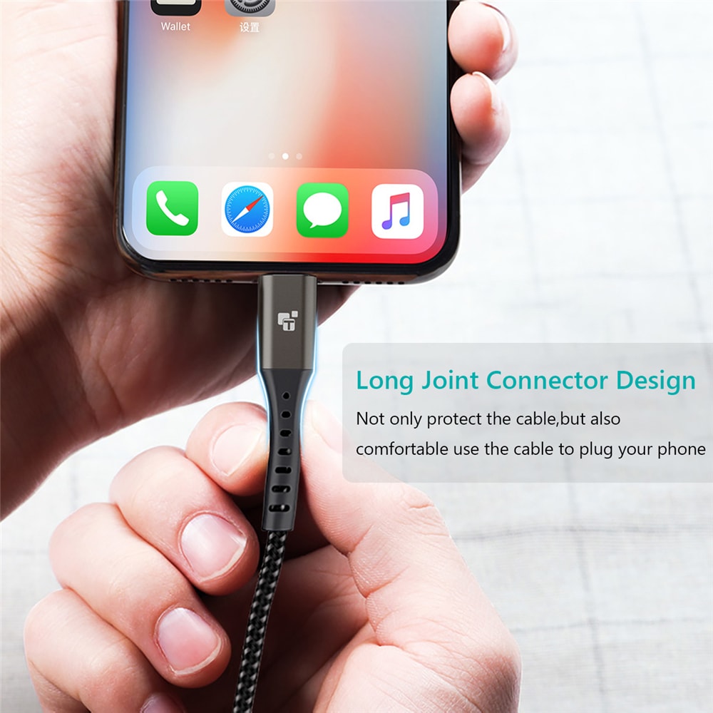 TIEGEM 2A USB Cable Fast Charging Cord for iPhone- Gray 30CM TIEGEM 2A USB Cable Fast Charging Cord for iPhone- Gray 30CM