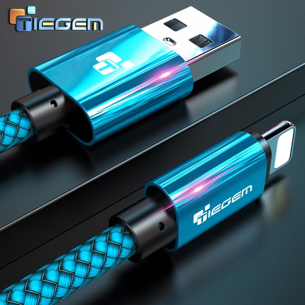 TIEGEM USB Cable for iPhone 6 6s 7 8 Plus X XS XR 2A Fast Charging Cables- Blue 25cm TIEGEM USB Cable for iPhone 6 6s 7 8 Plus X XS XR 2A Fast Charging Cables- Blue 25cm