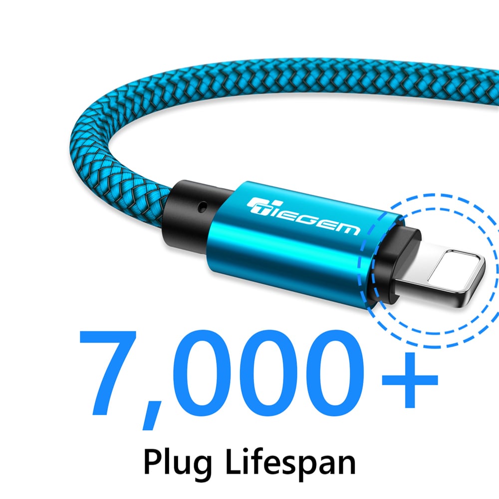 TIEGEM USB Cable for iPhone 6 6s 7 8 Plus X XS XR 2A Fast Charging Cables- Blue 25cm TIEGEM USB Cable for iPhone 6 6s 7 8 Plus X XS XR 2A Fast Charging Cables- Blue 25cm
