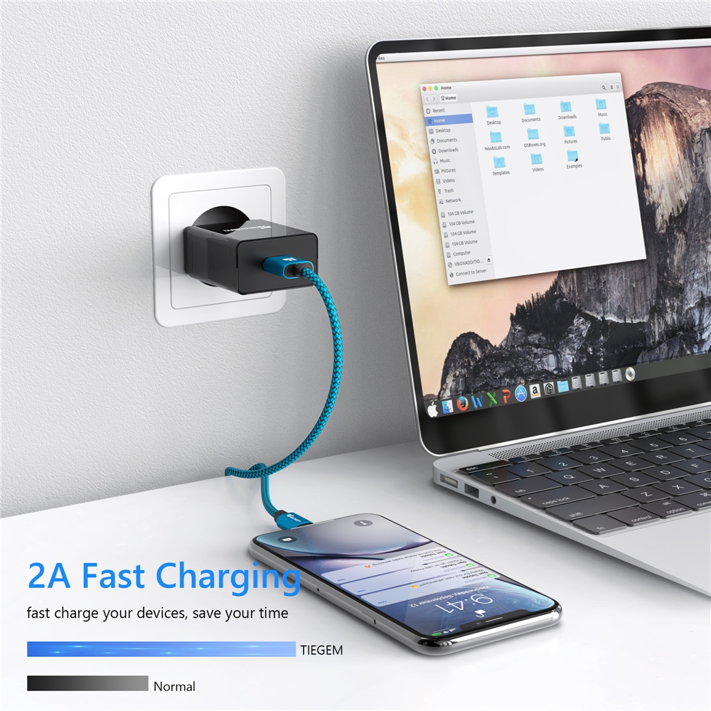 TIEGEM USB Cable for iPhone 6 6s 7 8 Plus X XS XR 2A Fast Charging Cables- Blue 25cm TIEGEM USB Cable for iPhone 6 6s 7 8 Plus X XS XR 2A Fast Charging Cables- Blue 25cm