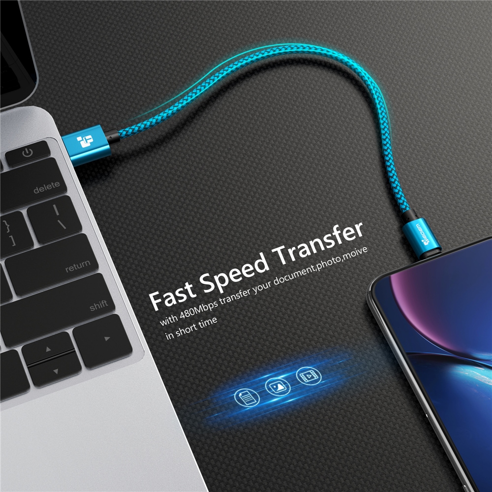TIEGEM USB Cable for iPhone 6 6s 7 8 Plus X XS XR 2A Fast Charging Cables- Blue 25cm TIEGEM USB Cable for iPhone 6 6s 7 8 Plus X XS XR 2A Fast Charging Cables- Blue 25cm