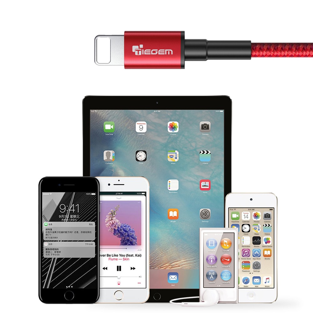 TIEGEM USB Cable for iPhone XS Max 2.4A Fast Charging USB Data Cable- Red 30CM TIEGEM USB Cable for iPhone XS Max 2.4A Fast Charging USB Data Cable- Red 30CM