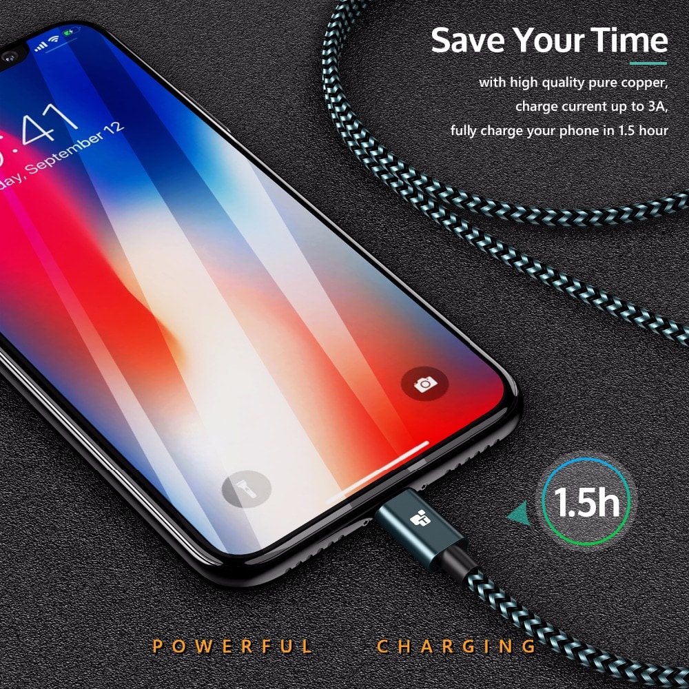 TIEGEM Cable for iPhone X XS 7 8 6 6S Plus Fast Charging Mobile Phone Cable- Red 30CM TIEGEM Cable for iPhone X XS 7 8 6 6S Plus Fast Charging Mobile Phone Cable- Red 30CM