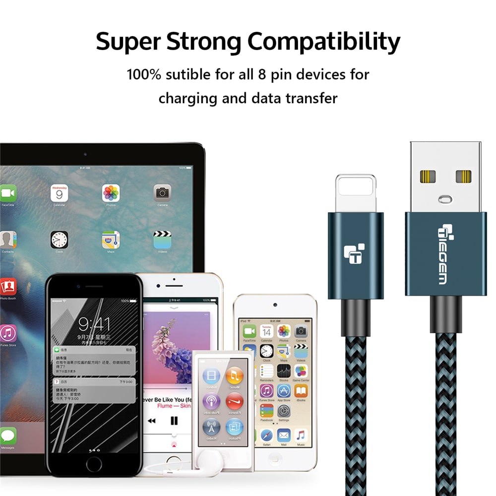 TIEGEM Cable for iPhone X XS 7 8 6 6S Plus Fast Charging Mobile Phone Cable- Red 30CM TIEGEM Cable for iPhone X XS 7 8 6 6S Plus Fast Charging Mobile Phone Cable- Red 30CM