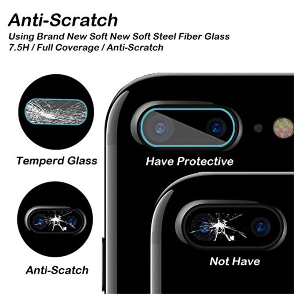Tempered Glass Protector Full Cover Protection for iPhone 8 Plus / 7 Plus Back Rear Camera Lens Screen Clear Protective- Transparent Tempered Glass Protector Full Cover Protection for iPhone 8 Plus / 7 Plus Back Rear Camera Lens Screen Clear Protective- Transparent